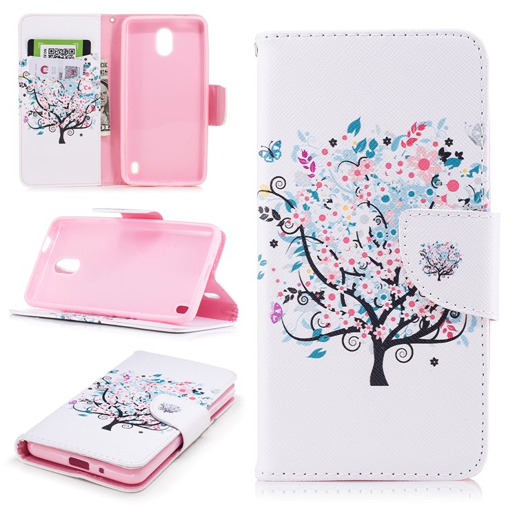 Pattern Printing PU Leather Magnetic Wallet Stand Shell for Nokia 2 - Tree with Daisy-1
