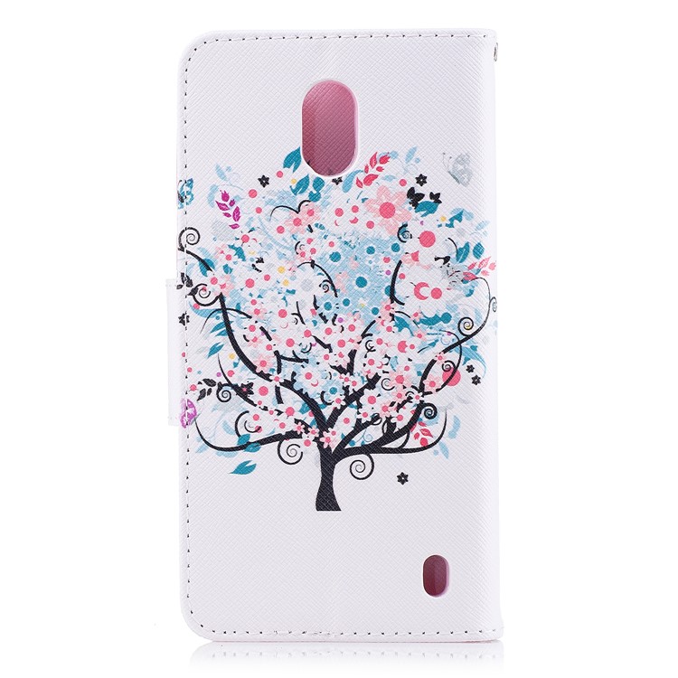 Pattern Printing PU Leather Magnetic Wallet Stand Shell for Nokia 2 - Tree with Daisy-3