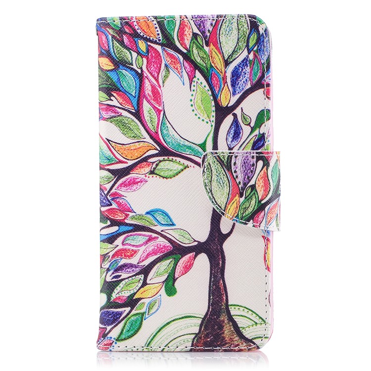 Pattern Printing PU Leather Magnetic Wallet Stand Casing for Nokia 2 - Tree with Colorful Leaves-2