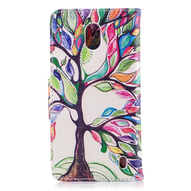 Pattern Printing PU Leather Magnetic Wallet Stand Casing for Nokia 2 - Tree with Colorful Leaves-3