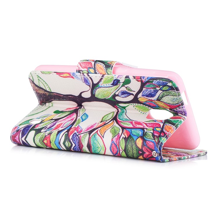 Pattern Printing PU Leather Magnetic Wallet Stand Casing for Nokia 2 - Tree with Colorful Leaves-4