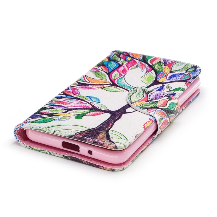 Pattern Printing PU Leather Magnetic Wallet Stand Casing for Nokia 2 - Tree with Colorful Leaves-6