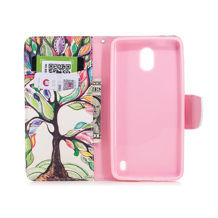 Pattern Printing PU Leather Magnetic Wallet Stand Casing for Nokia 2 - Tree with Colorful Leaves-8