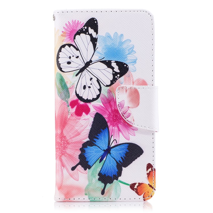 Pattern Printing PU Leather Magnetic Wallet Stand Mobile Phone Case for Nokia 2 - Butterflies and Flower-2