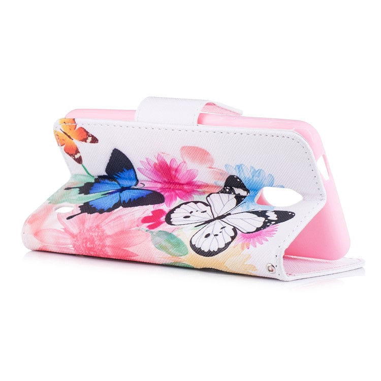 Pattern Printing PU Leather Magnetic Wallet Stand Mobile Phone Case for Nokia 2 - Butterflies and Flower-4