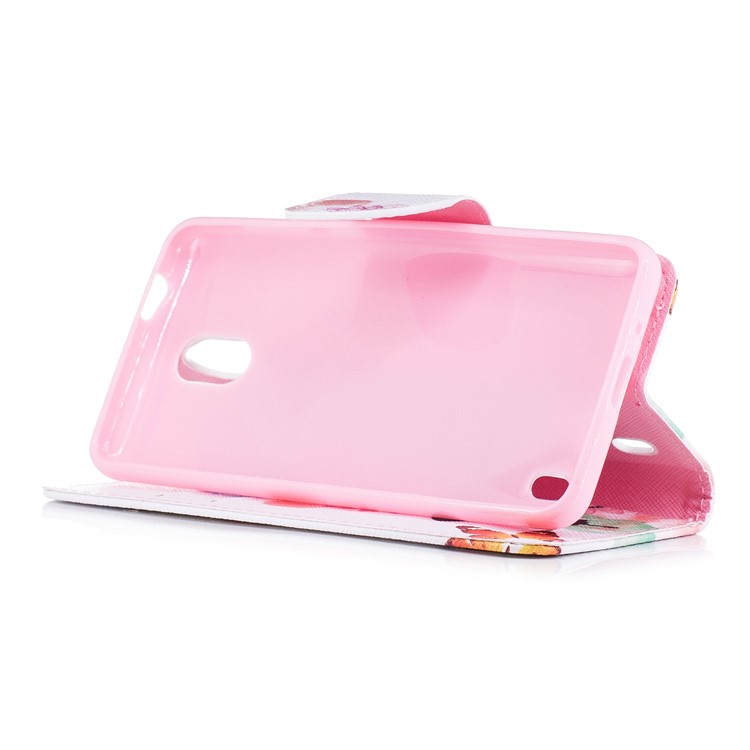 Pattern Printing PU Leather Magnetic Wallet Stand Mobile Phone Case for Nokia 2 - Butterflies and Flower-5
