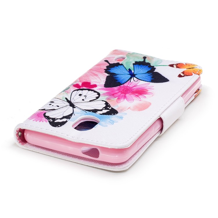 Pattern Printing PU Leather Magnetic Wallet Stand Mobile Phone Case for Nokia 2 - Butterflies and Flower-7