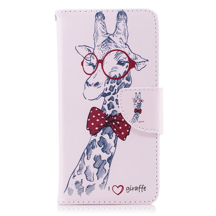 Pattern Printing PU Leather Magnetic Wallet Stand Cell Phone Case for Nokia 2 - Cute Giraffe-2