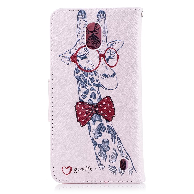 Pattern Printing PU Leather Magnetic Wallet Stand Cell Phone Case for Nokia 2 - Cute Giraffe-3