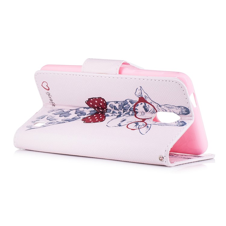 Pattern Printing PU Leather Magnetic Wallet Stand Cell Phone Case for Nokia 2 - Cute Giraffe-4