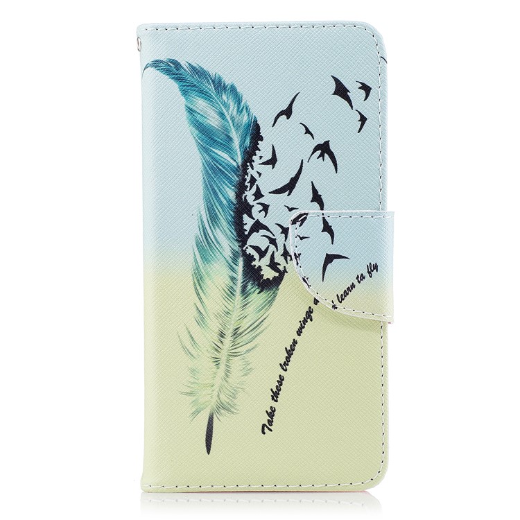 Pattern Printing PU Leather Magnetic Wallet Stand Mobile Phone Cover for Nokia 2 - Feather-2