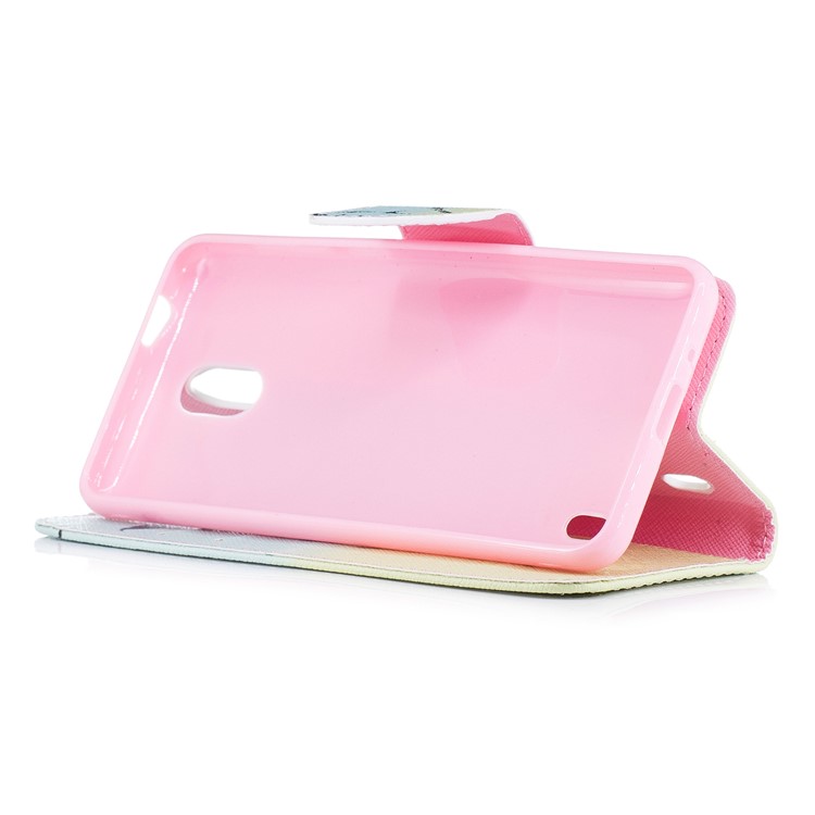 Pattern Printing PU Leather Magnetic Wallet Stand Mobile Phone Cover for Nokia 2 - Feather-5