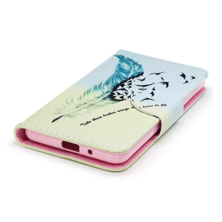 Pattern Printing PU Leather Magnetic Wallet Stand Mobile Phone Cover for Nokia 2 - Feather-6