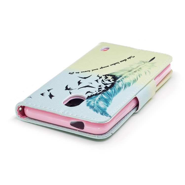 Pattern Printing PU Leather Magnetic Wallet Stand Mobile Phone Cover for Nokia 2 - Feather-7