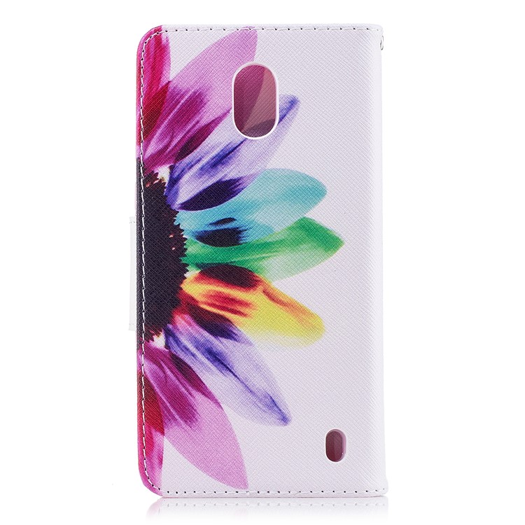 Pattern Printing PU Leather Magnetic Wallet Stand Protective Case for Nokia 2 - Half Sunflower-3