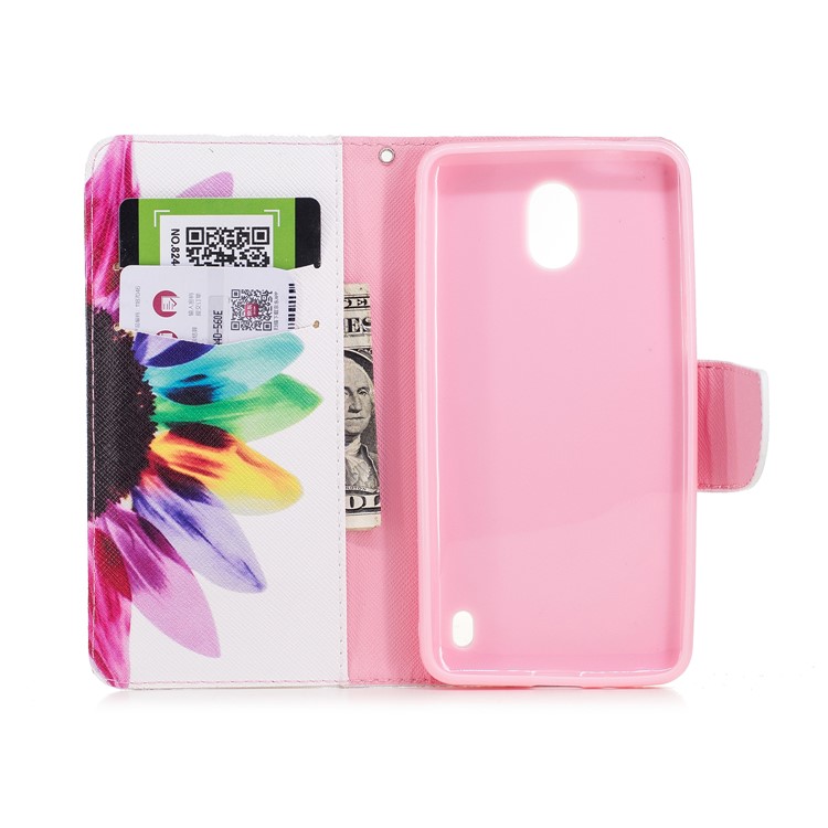 Pattern Printing PU Leather Magnetic Wallet Stand Protective Case for Nokia 2 - Half Sunflower-8