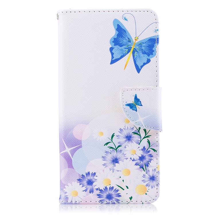 Pattern Printing PU Leather Magnetic Wallet Stand Protective Cover for Nokia 2 - Butterflies and Daisy-2