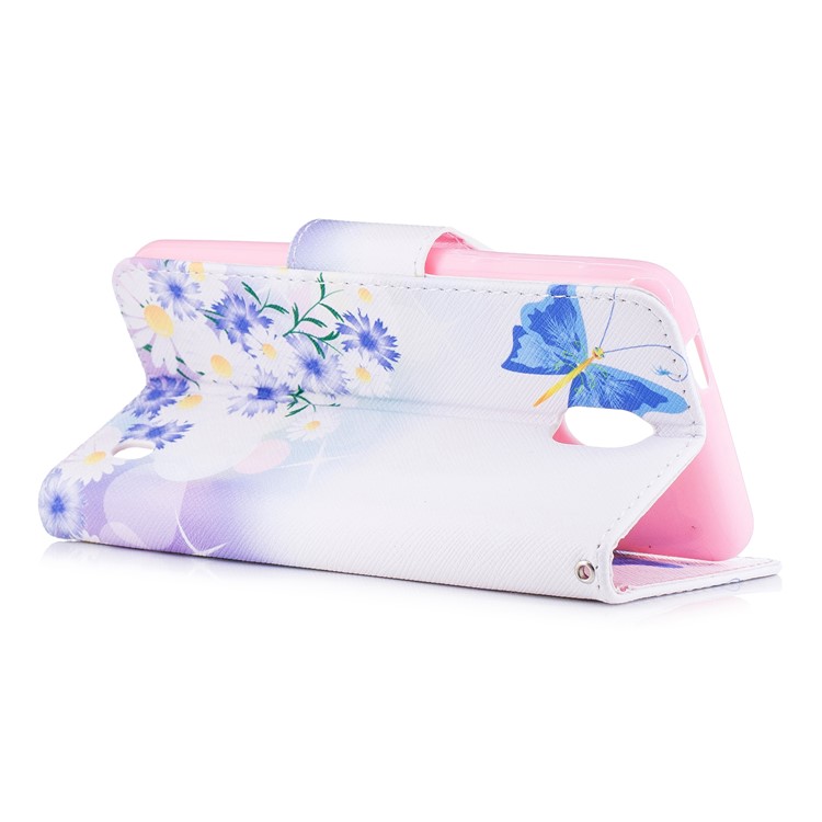 Pattern Printing PU Leather Magnetic Wallet Stand Protective Cover for Nokia 2 - Butterflies and Daisy-4