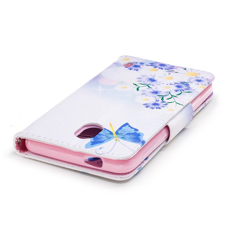 Pattern Printing PU Leather Magnetic Wallet Stand Protective Cover for Nokia 2 - Butterflies and Daisy-7
