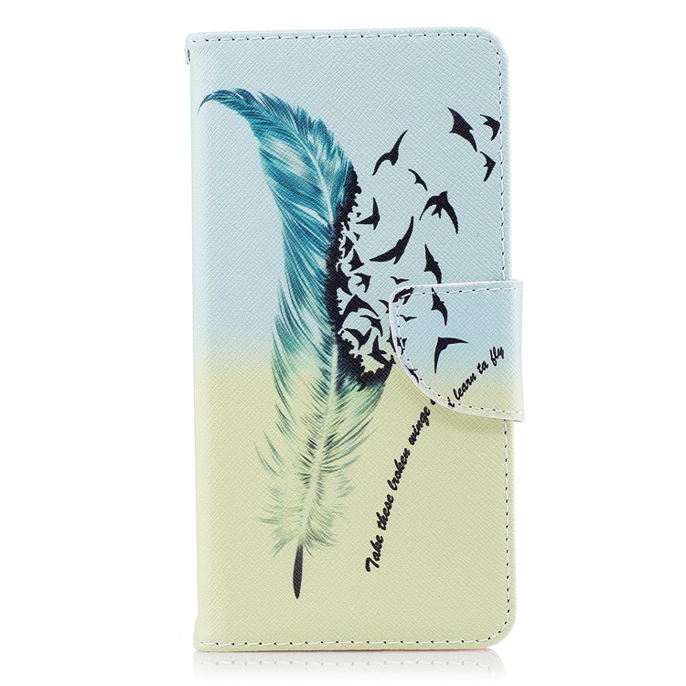 Pattern Printing PU Leather Wallet Phone Case with Stand for Nokia 8 - Feather and Birds-2