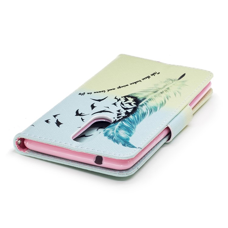 Pattern Printing PU Leather Wallet Phone Case with Stand for Nokia 8 - Feather and Birds-7