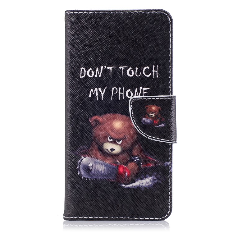 For Nokia 8 Pattern Printing PU Leather Wallet Stand Mobile Cover - Bear with Saw-2