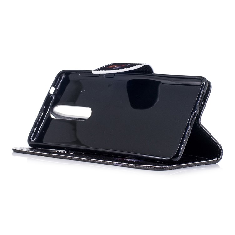 For Nokia 8 Pattern Printing PU Leather Wallet Stand Mobile Cover - Bear with Saw-5