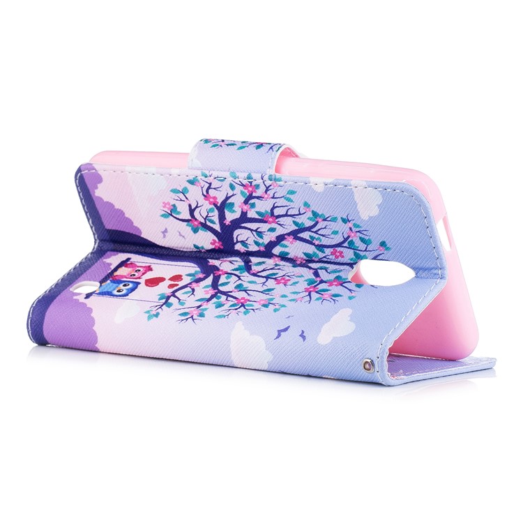 Pattern Printing PU Leather Wallet Stand Cell Phone Casing for Nokia 2 - Owls On Swing-4