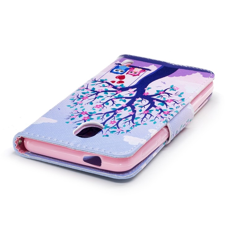 Pattern Printing PU Leather Wallet Stand Cell Phone Casing for Nokia 2 - Owls On Swing-7