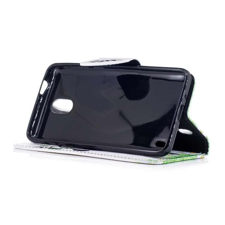 Pattern Printing PU Leather Wallet Stand Phone Cover for Nokia 2 - Panda On Bamboo-5