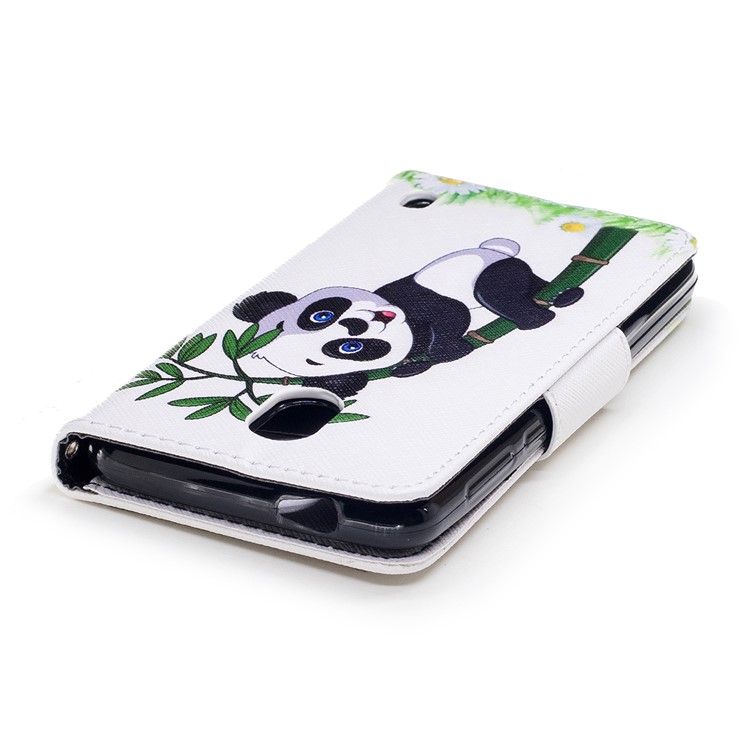 Pattern Printing PU Leather Wallet Stand Phone Cover for Nokia 2 - Panda On Bamboo-7