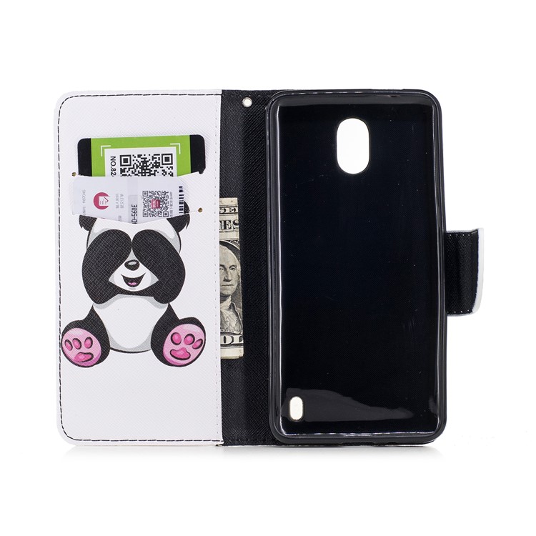 Pattern Printing PU Leather Wallet Stand Phone Case for Nokia 2 - Cute Panda-8