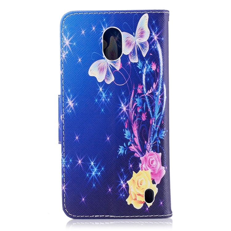 Pattern Printing PU Leather Wallet Stand Phone Shell for Nokia 2 - Crystal Butterflies-3