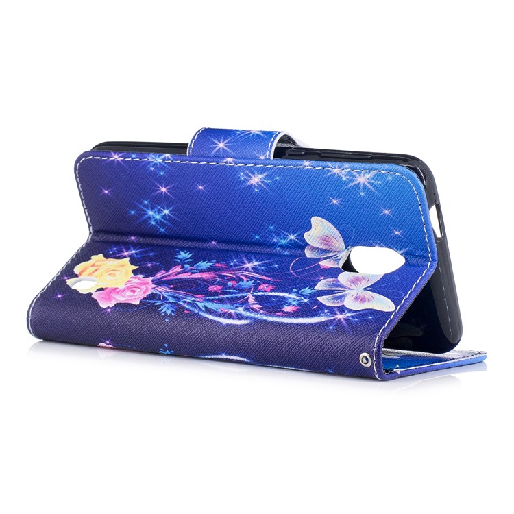Pattern Printing PU Leather Wallet Stand Phone Shell for Nokia 2 - Crystal Butterflies-4