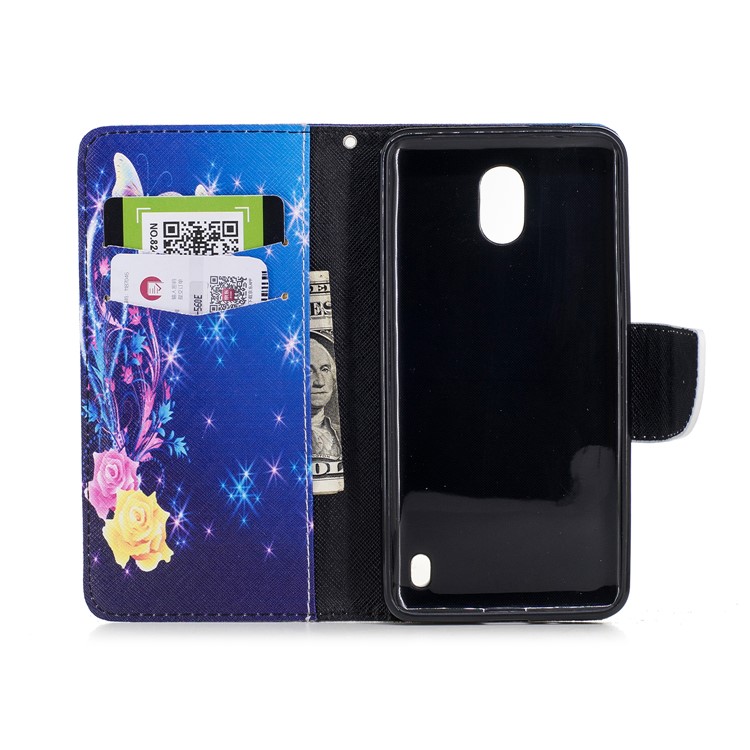 Pattern Printing PU Leather Wallet Stand Phone Shell for Nokia 2 - Crystal Butterflies-8