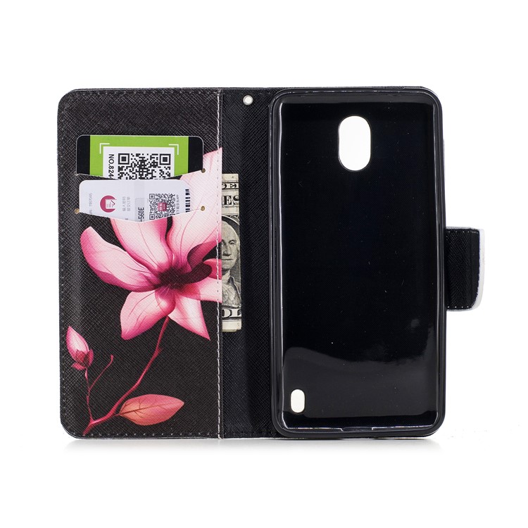Pattern Printing PU Leather Wallet Stand Mobile Phone Cover for Nokia 2 - Flowers-8