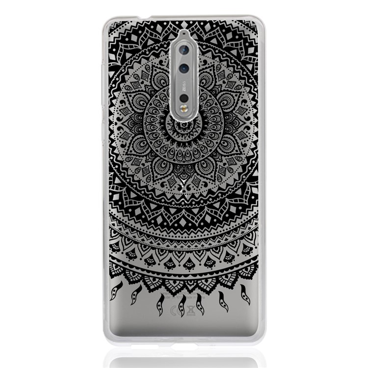 Mandala Pattern PC Back + TPU Frame Hybrid Back Case for Nokia 8 - Black-2