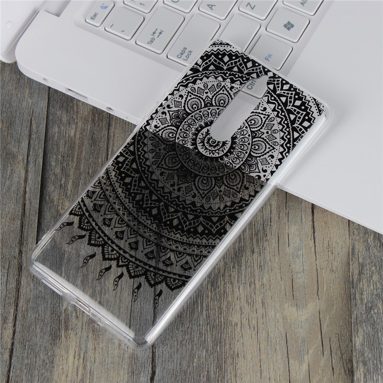 Mandala Pattern PC Back + TPU Frame Hybrid Back Case for Nokia 8 - Black-3