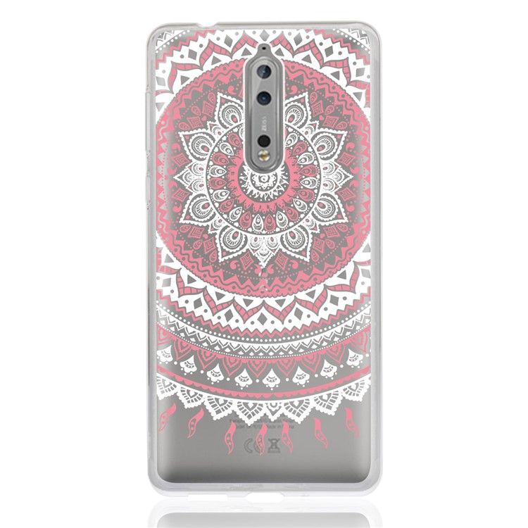 Mandala Pattern PC Back + TPU Frame Hybrid Cell Phone Cover for Nokia 8 - Pink-2