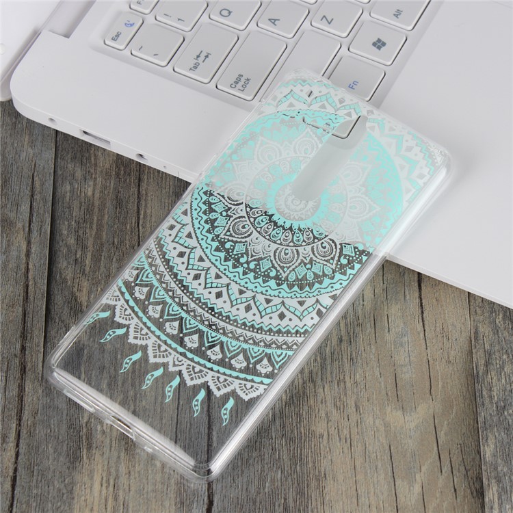 Mandala Pattern PC Back + TPU Frame Hybrid Mobile Phone Shell for Nokia 8 - Cyan-3