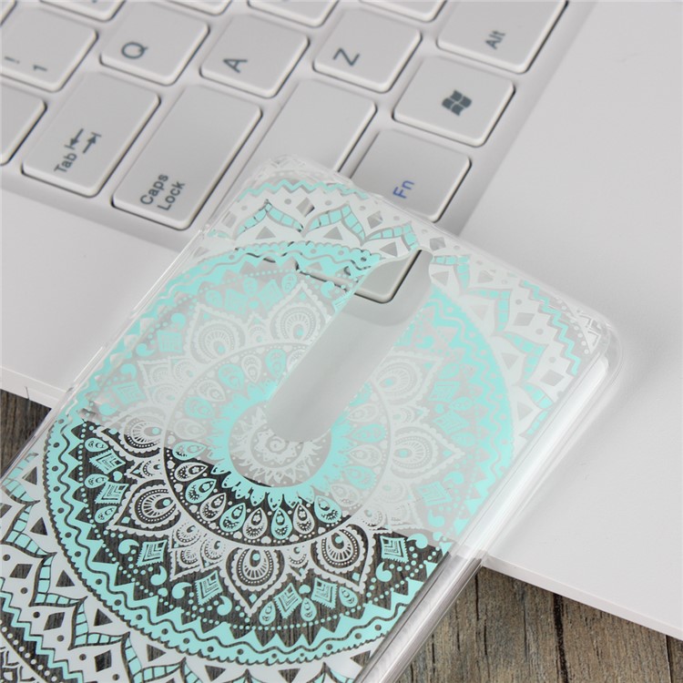 Mandala Pattern PC Back + TPU Frame Hybrid Mobile Phone Shell for Nokia 8 - Cyan-4