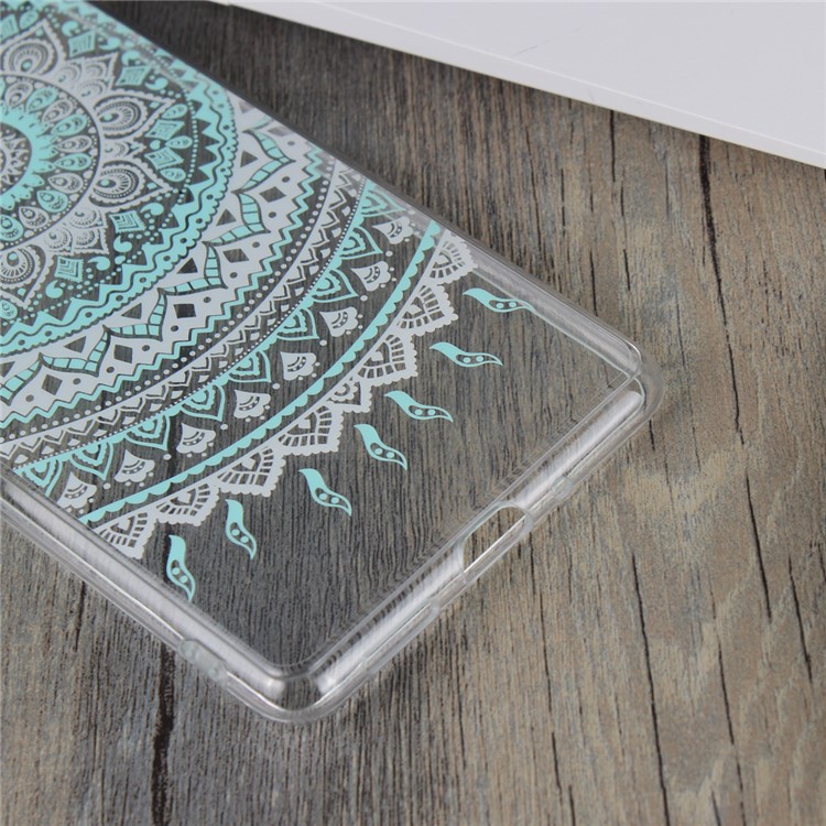Mandala Pattern PC Back + TPU Frame Hybrid Mobile Phone Shell for Nokia 8 - Cyan-6
