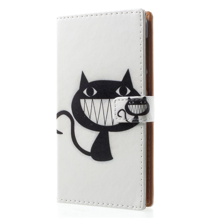Pattern Printing PU Leather Wallet Cover for Nokia 2 - Grinning Cat-3