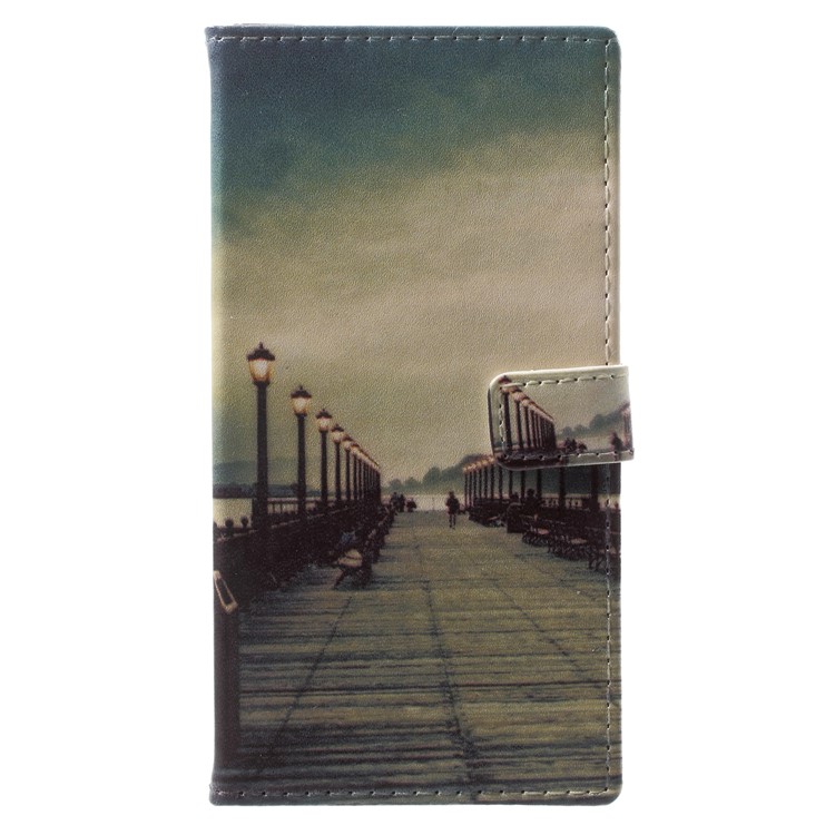 Pattern Printing PU Leather Wallet Shell for Nokia 2 - Dock at Sunset-1