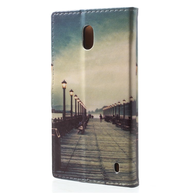 Pattern Printing PU Leather Wallet Shell for Nokia 2 - Dock at Sunset-2