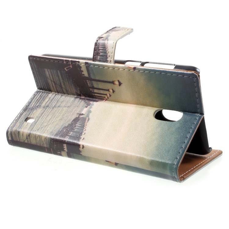 Pattern Printing PU Leather Wallet Shell for Nokia 2 - Dock at Sunset-4