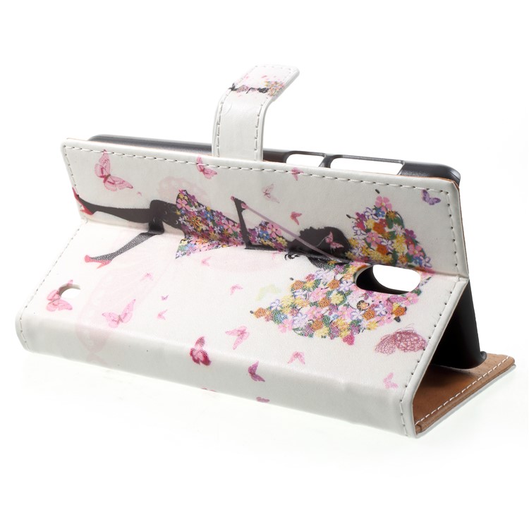 Pattern Printing PU Leather Wallet Phone Cover with Stand for Nokia 2 - Flowered Girl Holding Umbrella-4