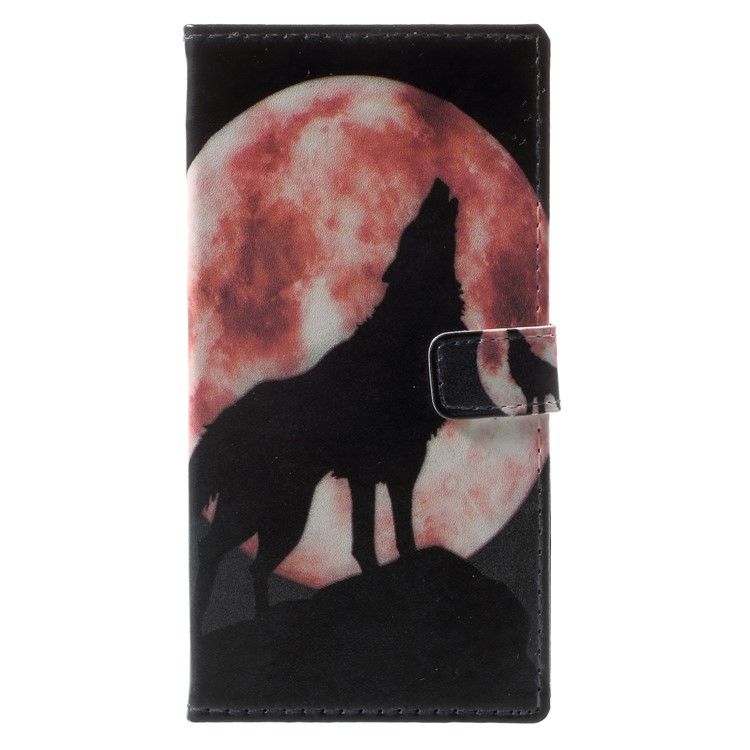 Pattern Printing PU Leather Protective Mobile Case for Nokia 2 - Wolf Howling at the Moon-1