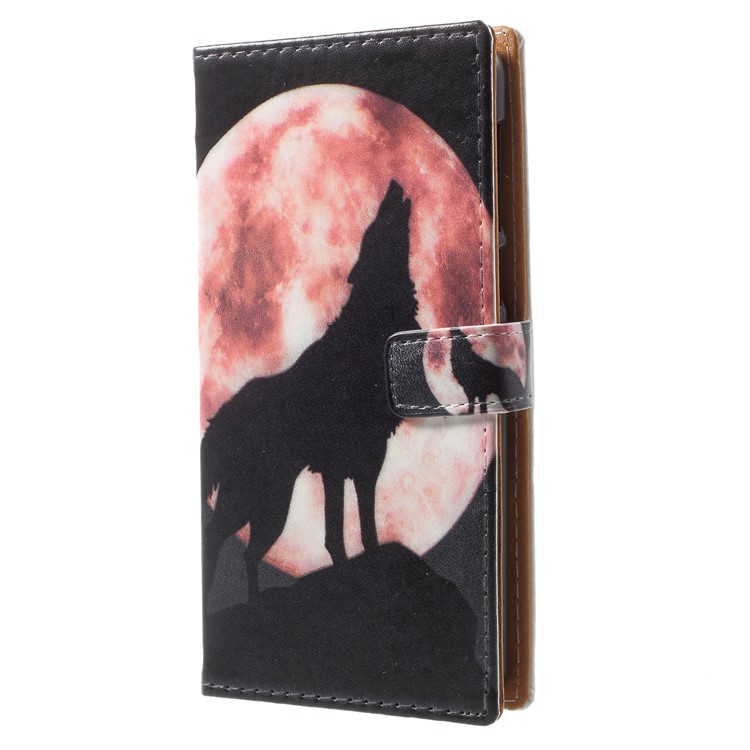 Pattern Printing PU Leather Protective Mobile Case for Nokia 2 - Wolf Howling at the Moon-3