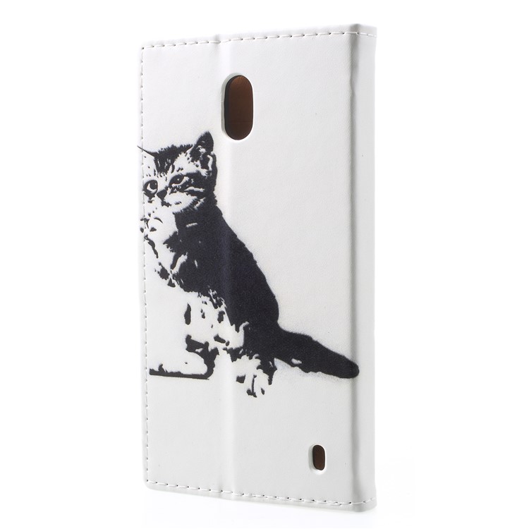 Pattern Printing Stand Wallet Leather Mobile Cover for Nokia 2 - Black and White Cat-2